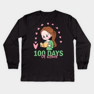 100th Day of School Girls Teacher Kids Long Sleeve T-Shirt